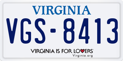 VA license plate VGS8413
