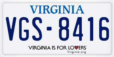 VA license plate VGS8416