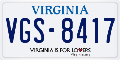 VA license plate VGS8417