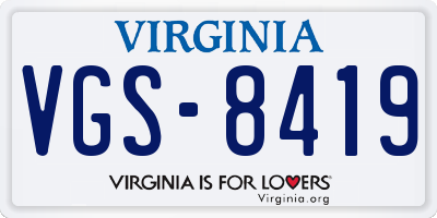 VA license plate VGS8419