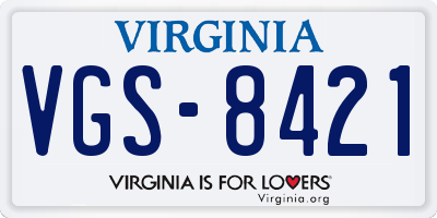 VA license plate VGS8421