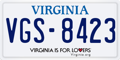 VA license plate VGS8423