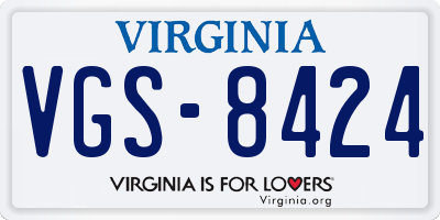 VA license plate VGS8424