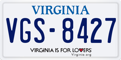 VA license plate VGS8427