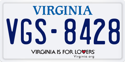 VA license plate VGS8428