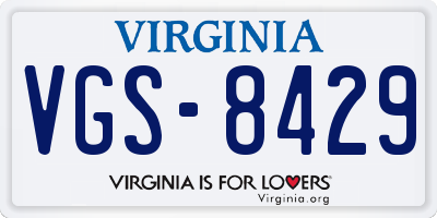 VA license plate VGS8429