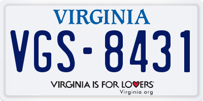 VA license plate VGS8431