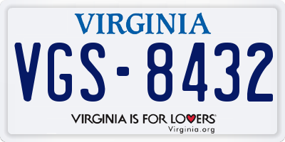 VA license plate VGS8432
