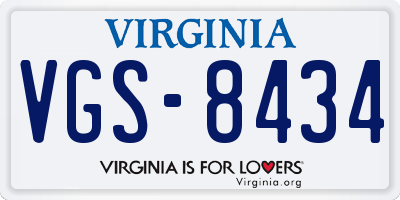 VA license plate VGS8434