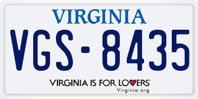 VA license plate VGS8435