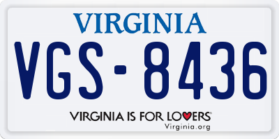 VA license plate VGS8436