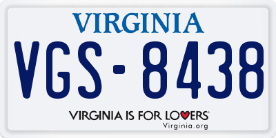 VA license plate VGS8438