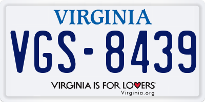 VA license plate VGS8439