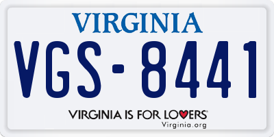 VA license plate VGS8441
