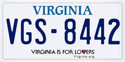 VA license plate VGS8442