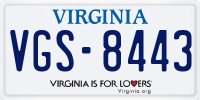 VA license plate VGS8443