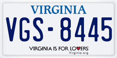 VA license plate VGS8445