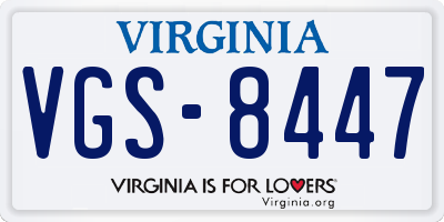 VA license plate VGS8447