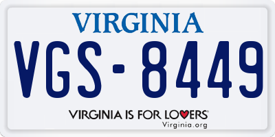 VA license plate VGS8449