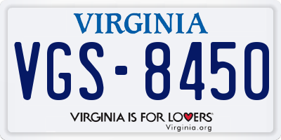 VA license plate VGS8450