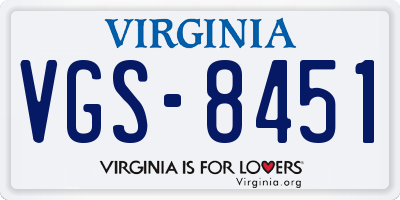 VA license plate VGS8451
