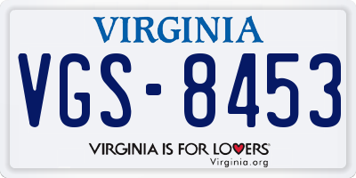 VA license plate VGS8453