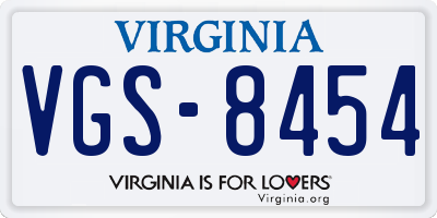 VA license plate VGS8454