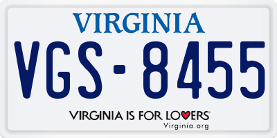 VA license plate VGS8455