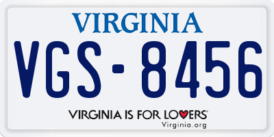 VA license plate VGS8456