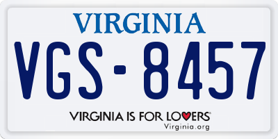 VA license plate VGS8457