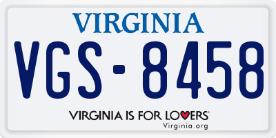 VA license plate VGS8458