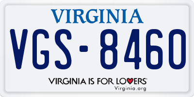 VA license plate VGS8460