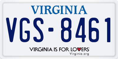 VA license plate VGS8461