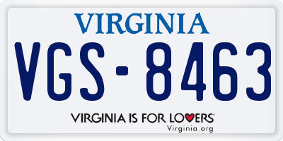 VA license plate VGS8463