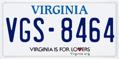 VA license plate VGS8464