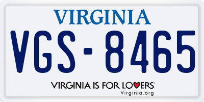 VA license plate VGS8465
