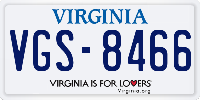 VA license plate VGS8466