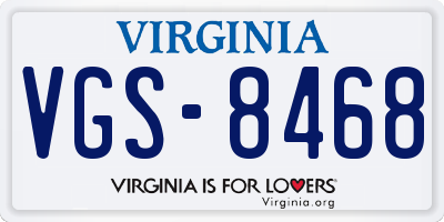 VA license plate VGS8468