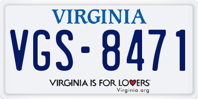 VA license plate VGS8471