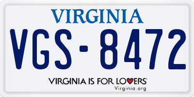 VA license plate VGS8472