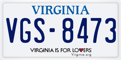 VA license plate VGS8473