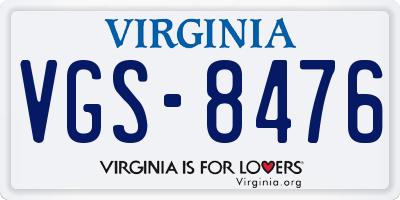 VA license plate VGS8476