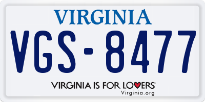 VA license plate VGS8477