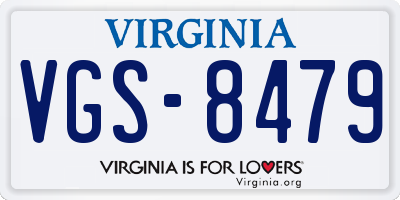 VA license plate VGS8479
