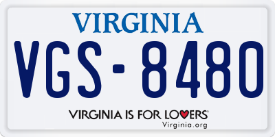 VA license plate VGS8480