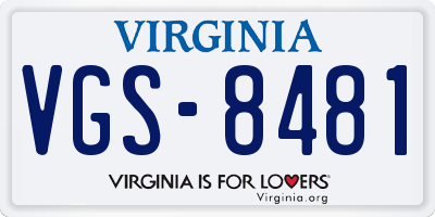 VA license plate VGS8481