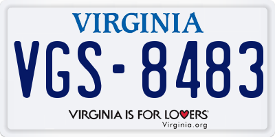 VA license plate VGS8483