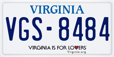VA license plate VGS8484