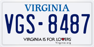 VA license plate VGS8487