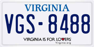 VA license plate VGS8488